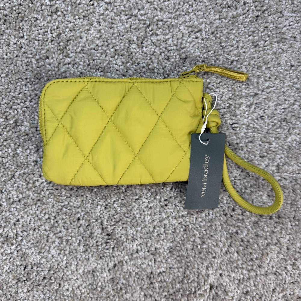 Vera Bradley Wallet Womens One Size Green Quilted Nylon Zip Wristlet Pouch Card